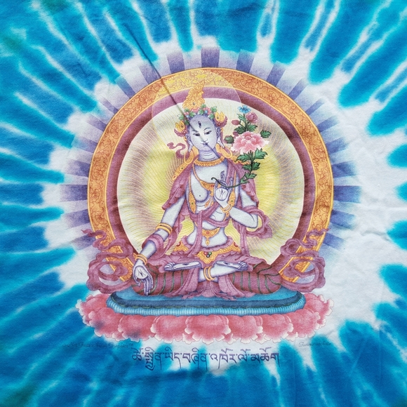 Blue Tie Dye Short Sleeve Tee with Buddha image - Picture 6 of 10